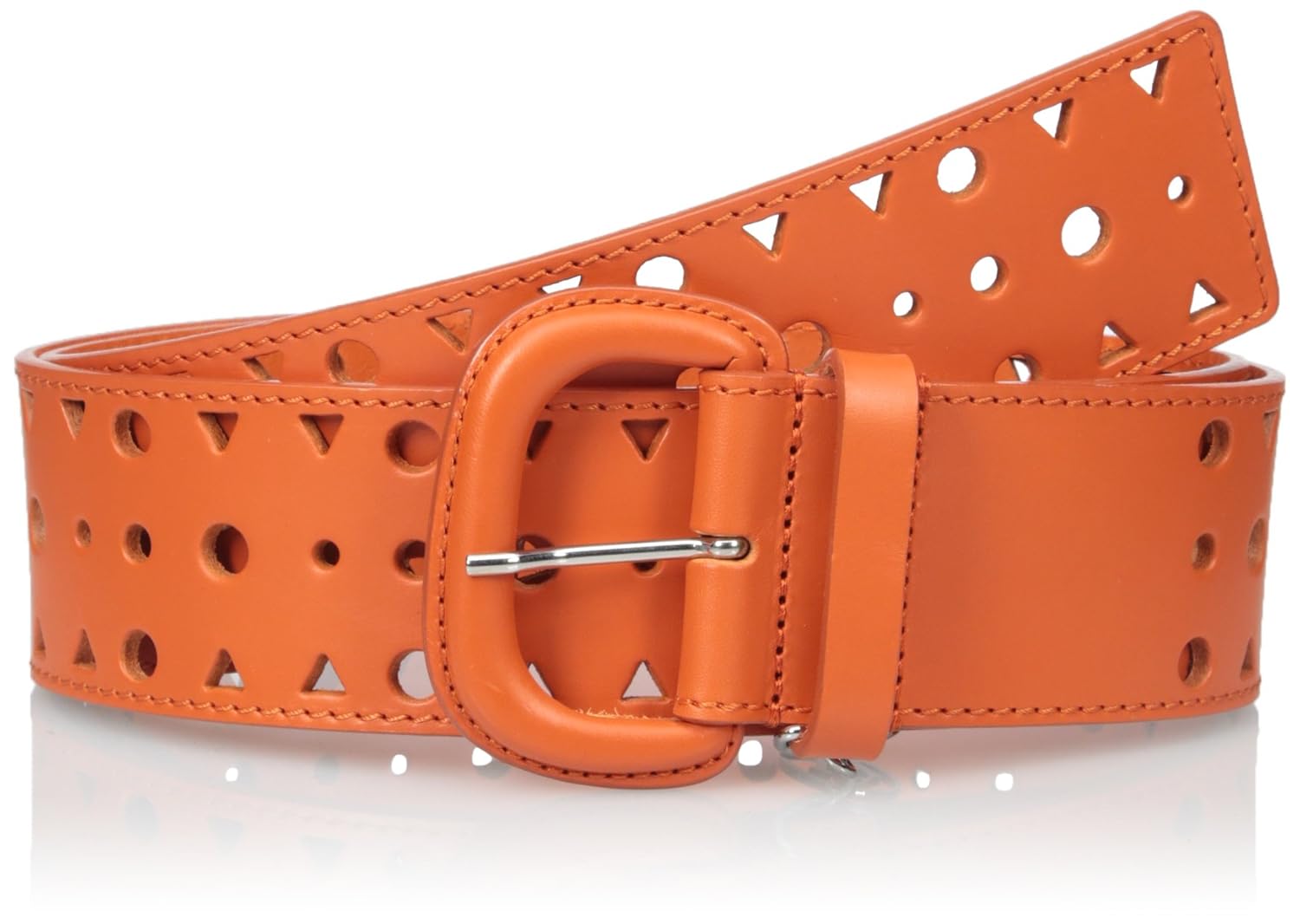 armani jeans 女式打孔哑光宽皮带 橙色 medium